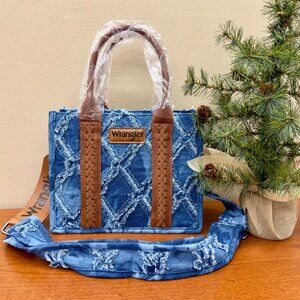 Wrangler Mini Tote Demin Southwestern Small handbag Crossbody Cowgirl Purse